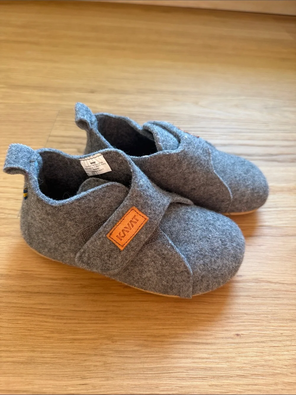 Gray Felt Baby Walker Shoes with Hook-and-Loop Strap